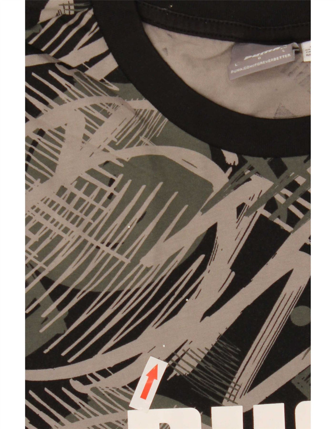 Puma Mens Abstract Pattern Graphic T-Shirt Top Large Black Cotton