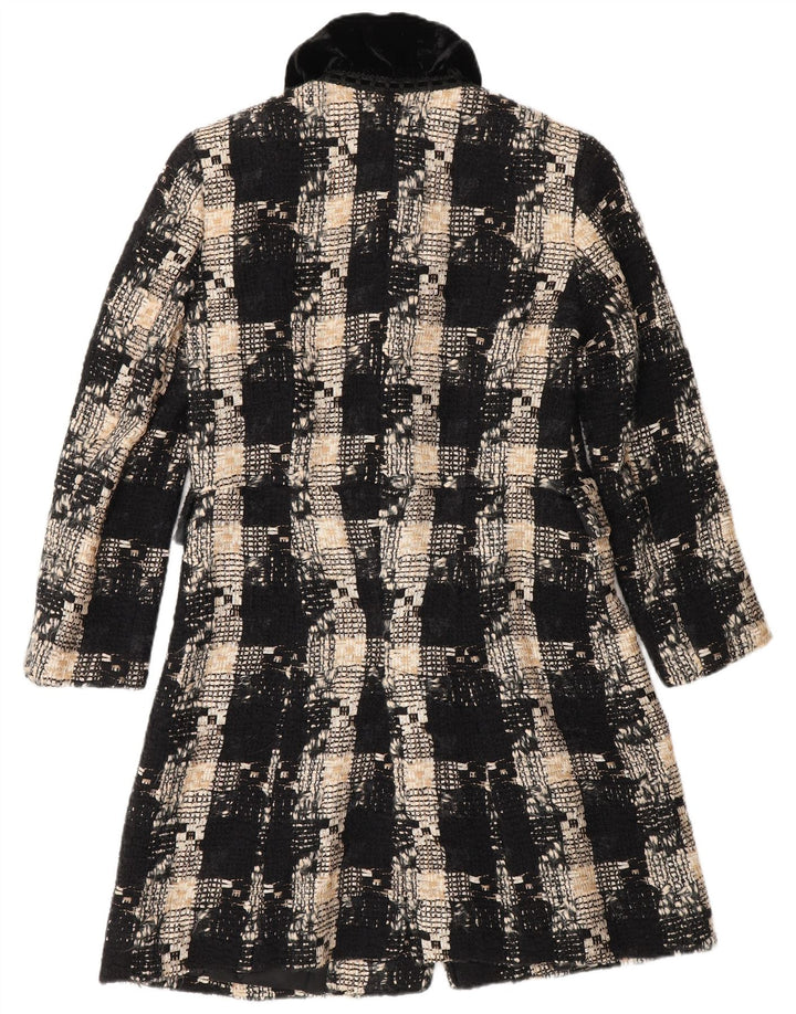 Zara Womens Overcoat UK 12 Medium Black Check Wool