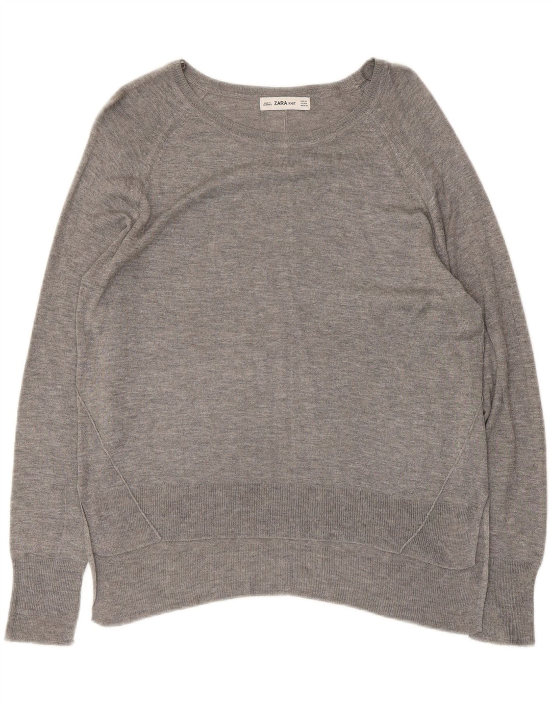 Zara Womens Blouse Top UK 14 Medium Grey