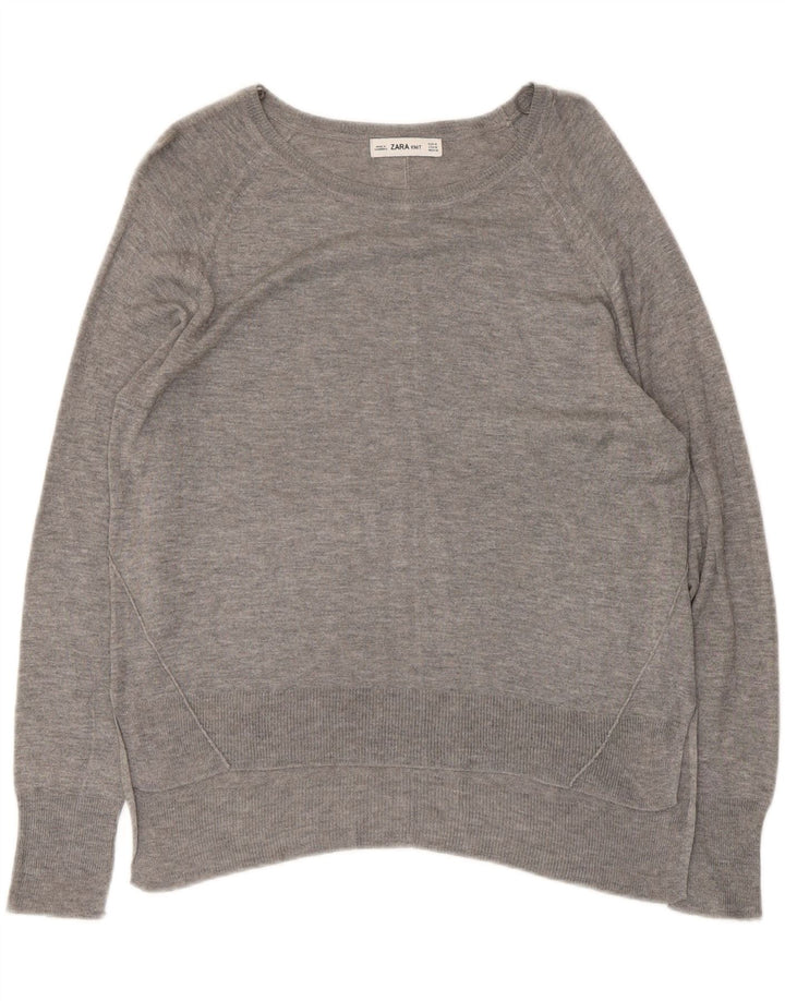 Zara Womens Blouse Top UK 14 Medium Grey