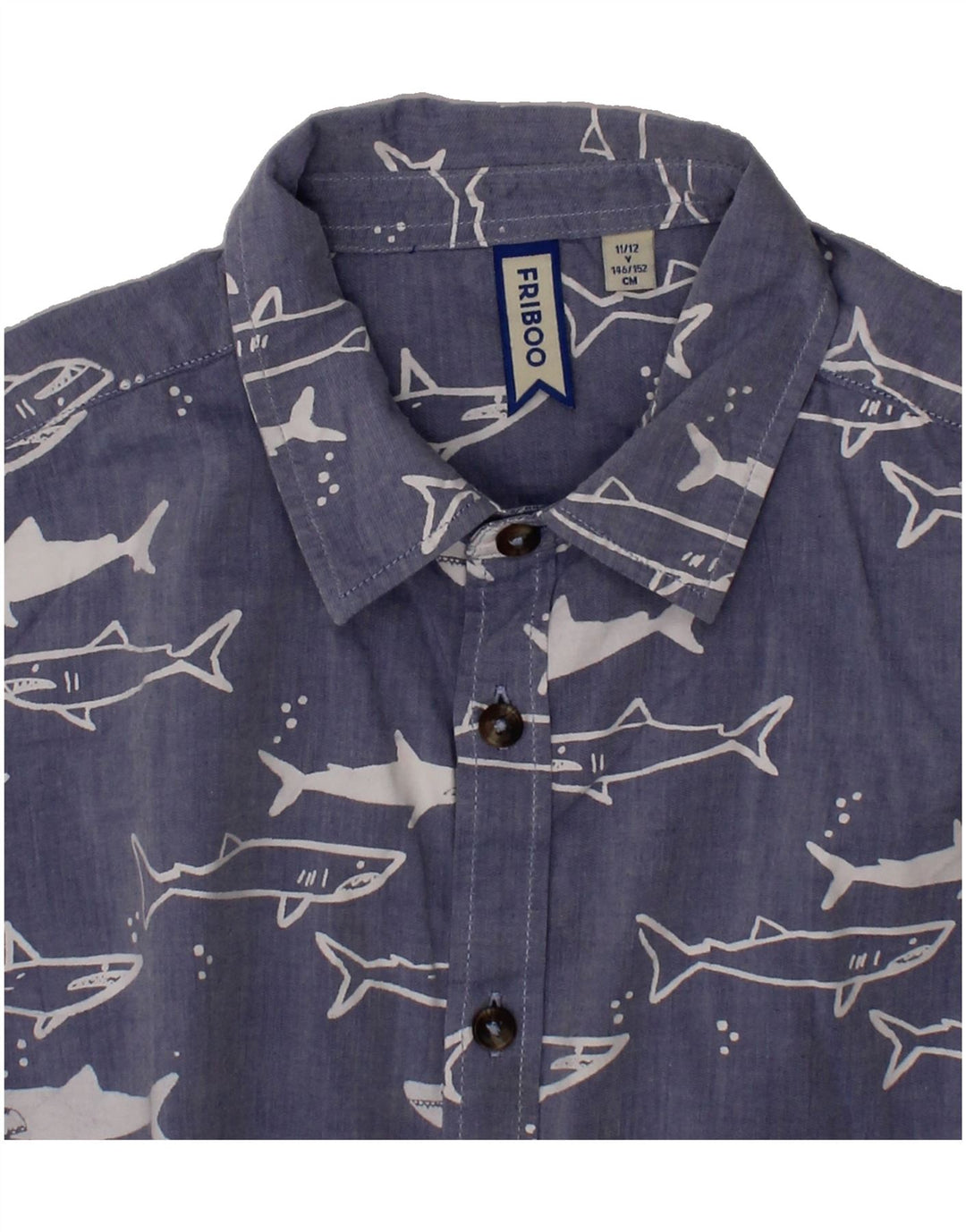 VINTAGE Boys Abstract Pattern Short Sleeve Shirt 11-12 Years Blue Vintage Vintage and Second-Hand Vintage from Messina Hembry 