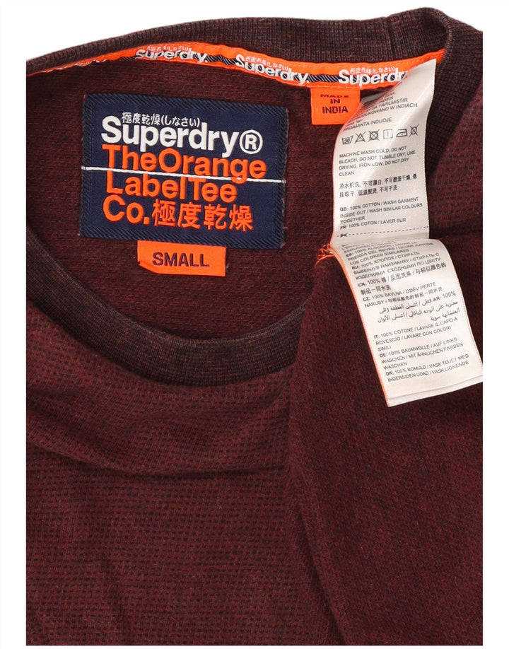Superdry Mens Top Long Sleeve Small Burgundy Cotton