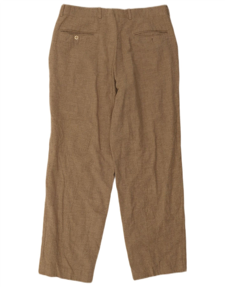 Marks & Spencer Mens St. Michael Pegged Casual Trousers W34 L31 Brown Wool