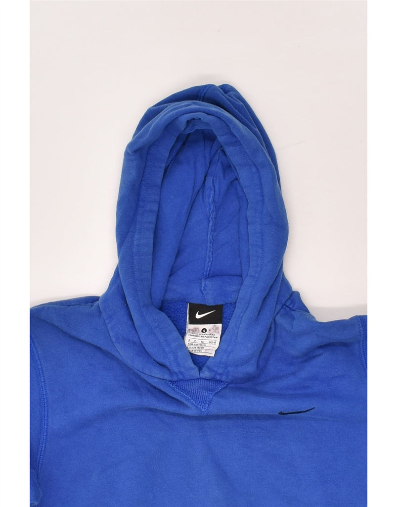 NIKE Boys Hoodie Jumper 8-9 Years Small Blue Cotton | Vintage Nike | Thrift | Second-Hand Nike | Used Clothing | Messina Hembry 