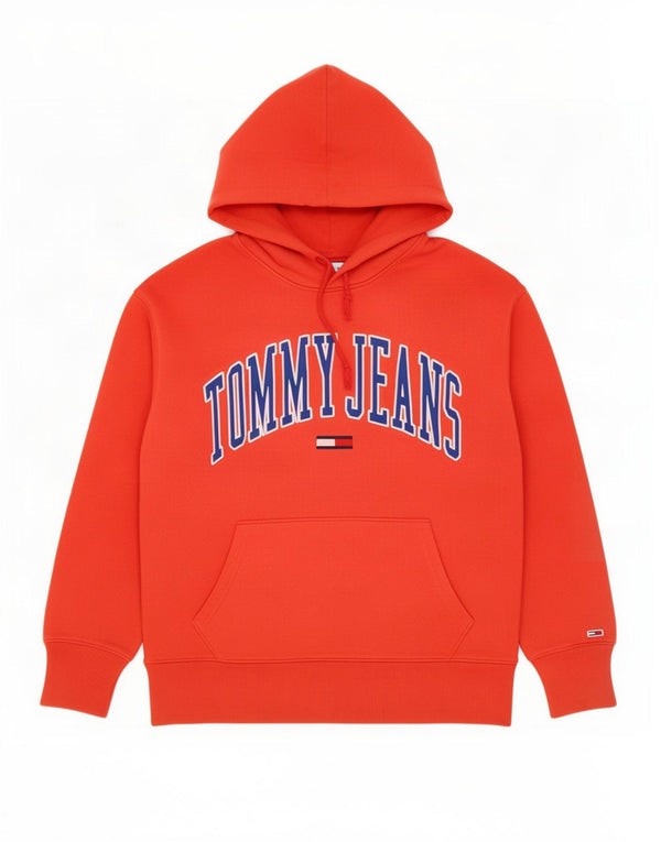 Tommy Hilfiger Mens Graphic Hoodie Jumper Medium Orange Cotton