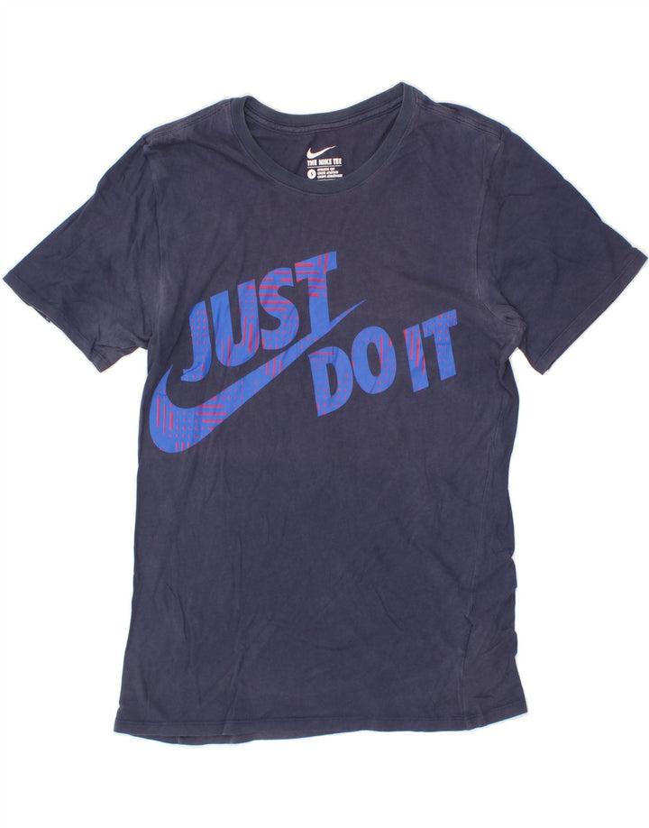 NIKE Mens Athletic Cut Graphic T-Shirt Top Small Navy Blue Cotton Vintage Nike and Second-Hand Nike from Messina Hembry 