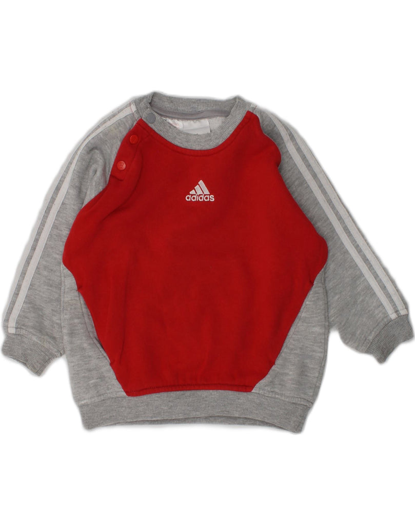 ADIDAS Baby Boys Sweatshirt Jumper 12-18 Months Grey Colourblock Cotton | Vintage Adidas | Thrift | Second-Hand Adidas | Used Clothing | Messina Hembry 