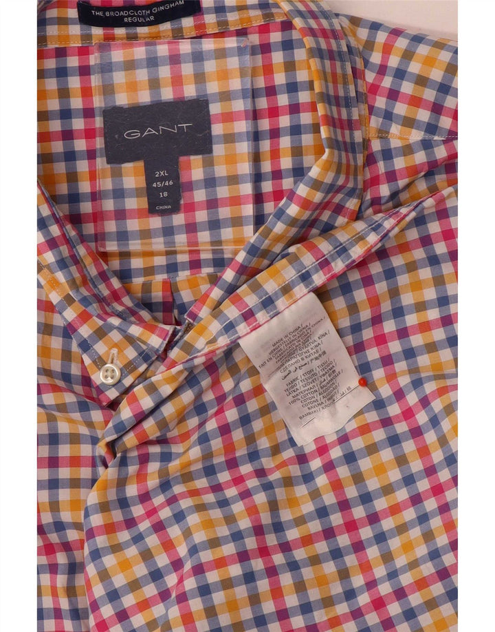 Gant Mens Regular Fit Shirt Size 45/46 18 2XL Multicoloured Gingham Cotton