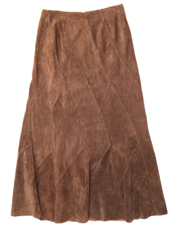 Monsoon Womens Suede Skirt UK 8 Small W26  Brown Leather