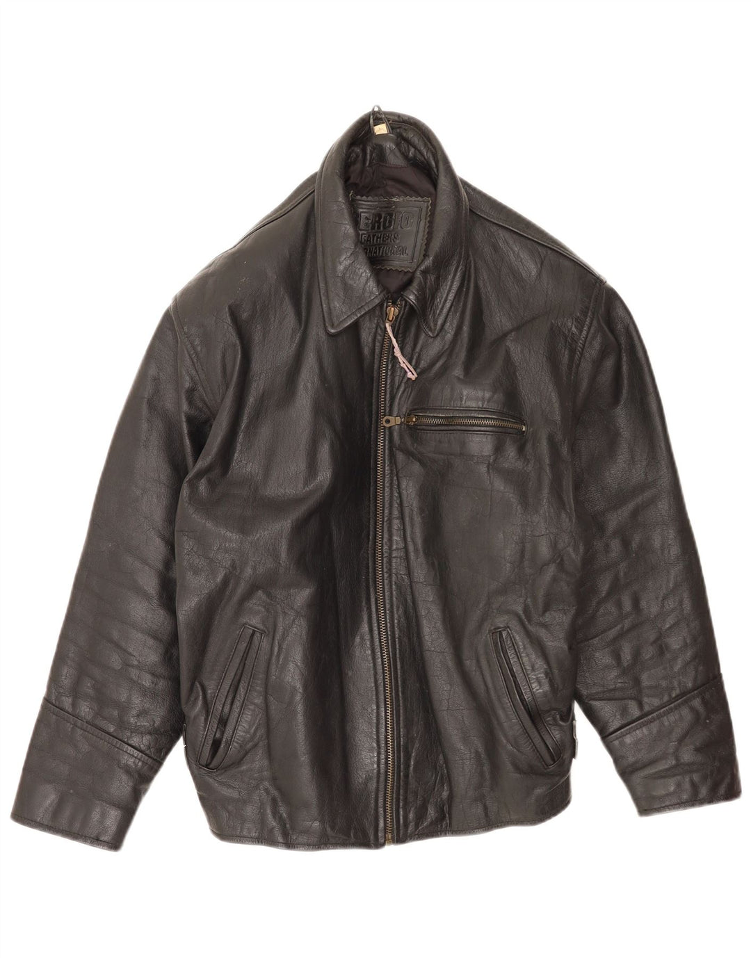 Vintage Mens Leather Jacket UK 40 Large Black Leather