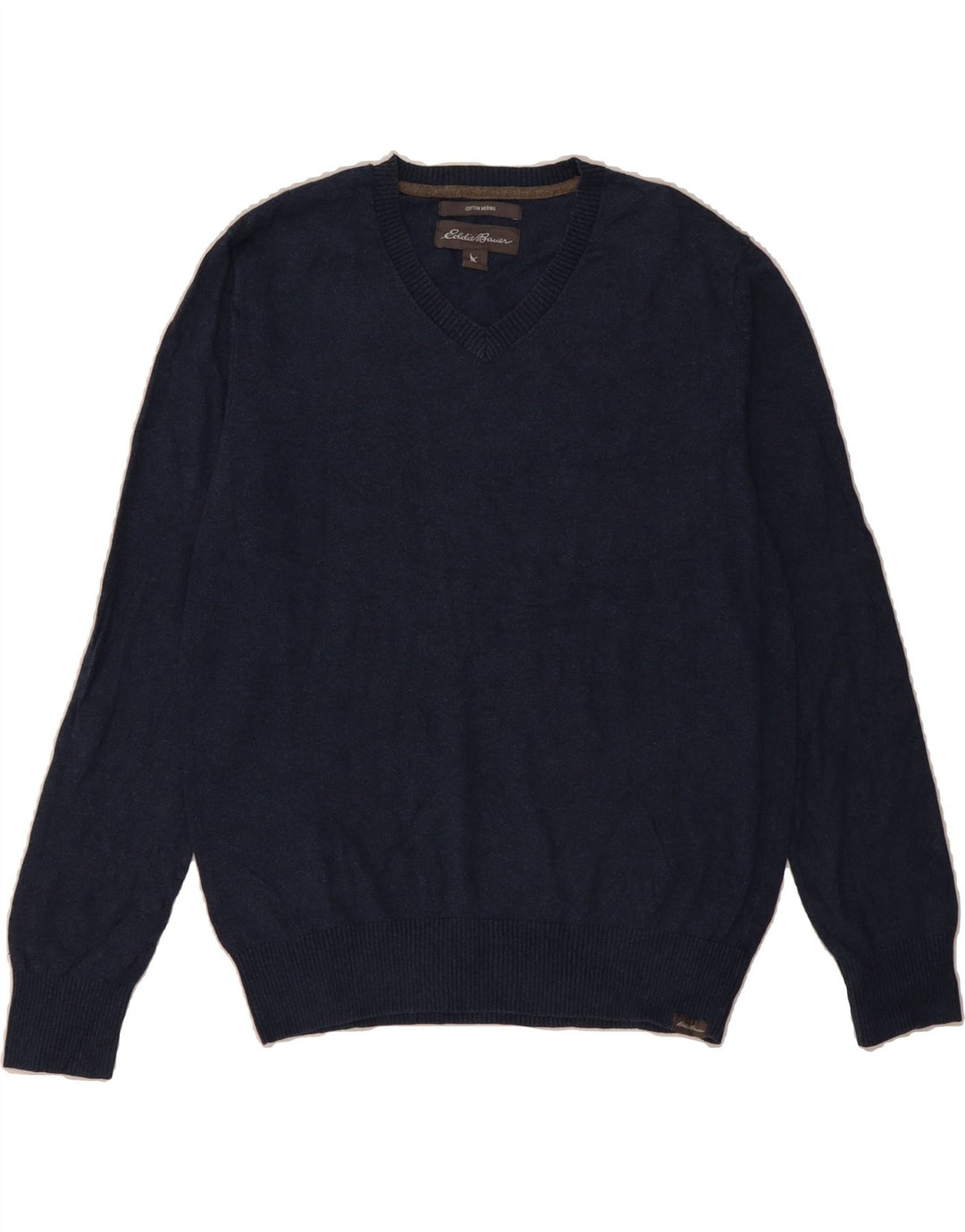 EDDIE BAUER Mens V-Neck Jumper Sweater Small Navy Blue Cotton Vintage Eddie Bauer and Second-Hand Eddie Bauer from Messina Hembry 