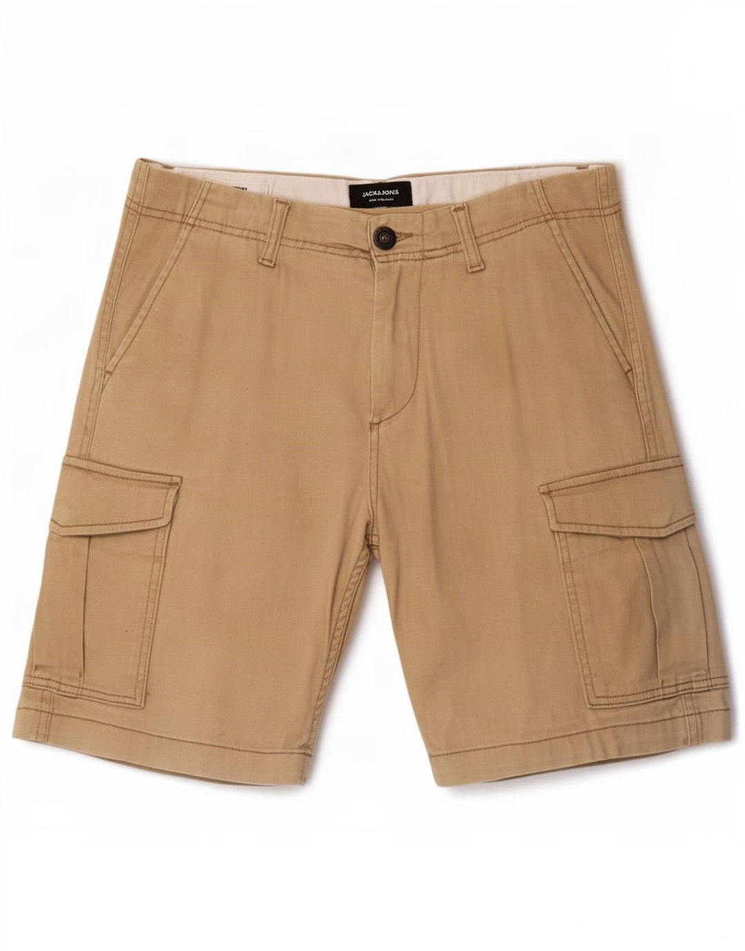 Jack & Jones Mens Cargo Shorts Small W32 Beige Cotton