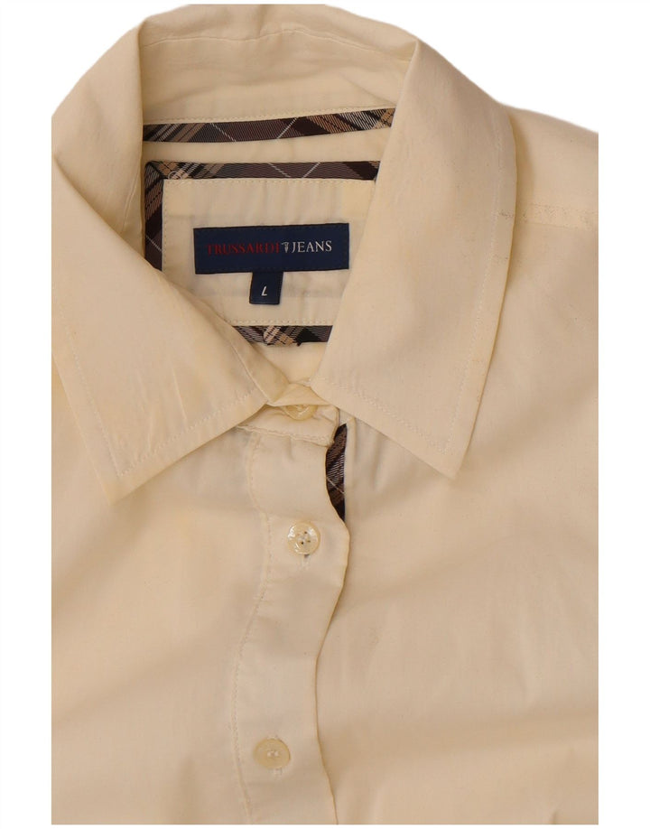 Trussardi Jeans Womens Shirt UK 16 Large Off White
