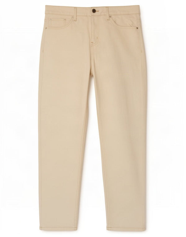 Marks & Spencer Womens Tapered Jeans UK 12 Medium W30 L27 Off White