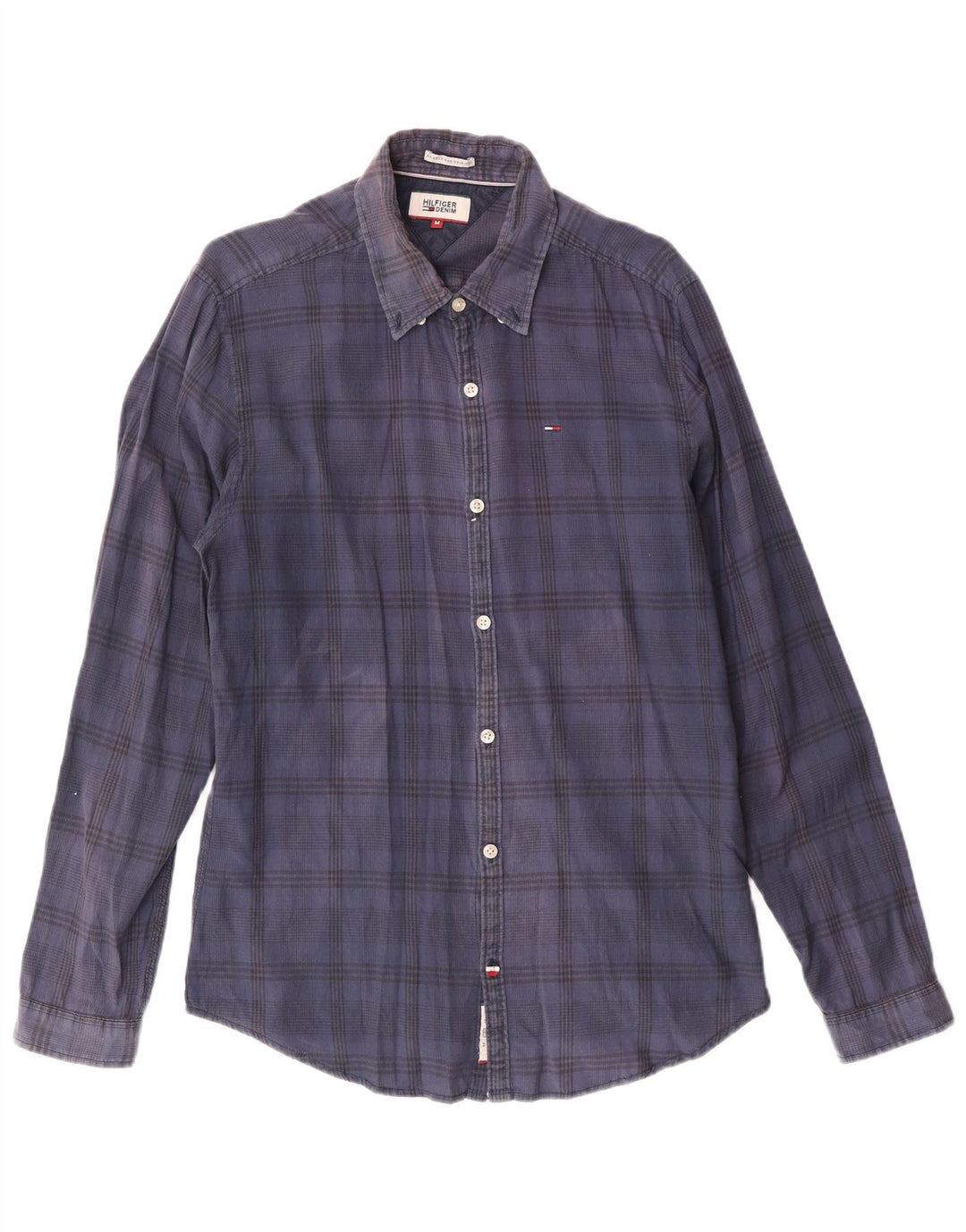 Tommy Hilfiger Mens Shirt Medium Navy Blue Check Cotton