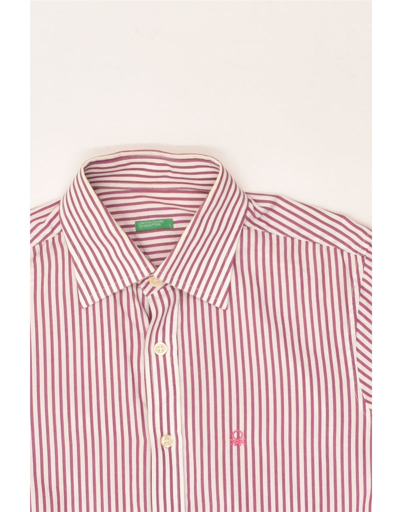 BENETTON Womens Shirt UK 14 Large Pink Striped Cotton | Vintage Benetton | Thrift | Second-Hand Benetton | Used Clothing | Messina Hembry 