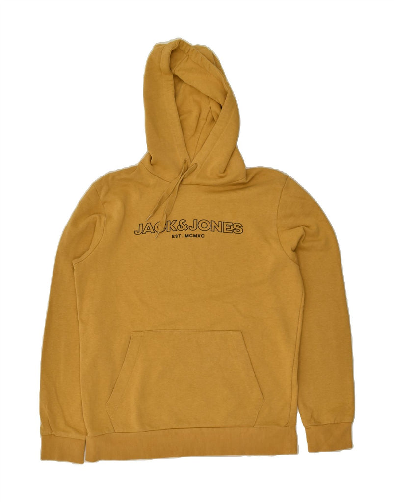 JACK & JONES Mens Graphic Hoodie Jumper Medium Yellow Cotton | Vintage Jack & Jones | Thrift | Second-Hand Jack & Jones | Used Clothing | Messina Hembry 