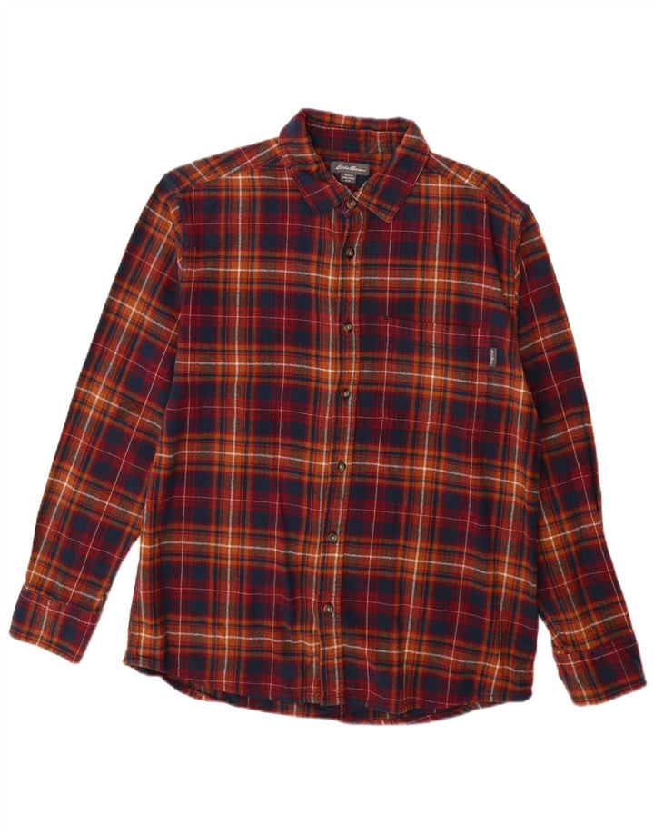 EDDIE BAUER Mens Flannel Shirt Medium Multicoloured Check Cotton