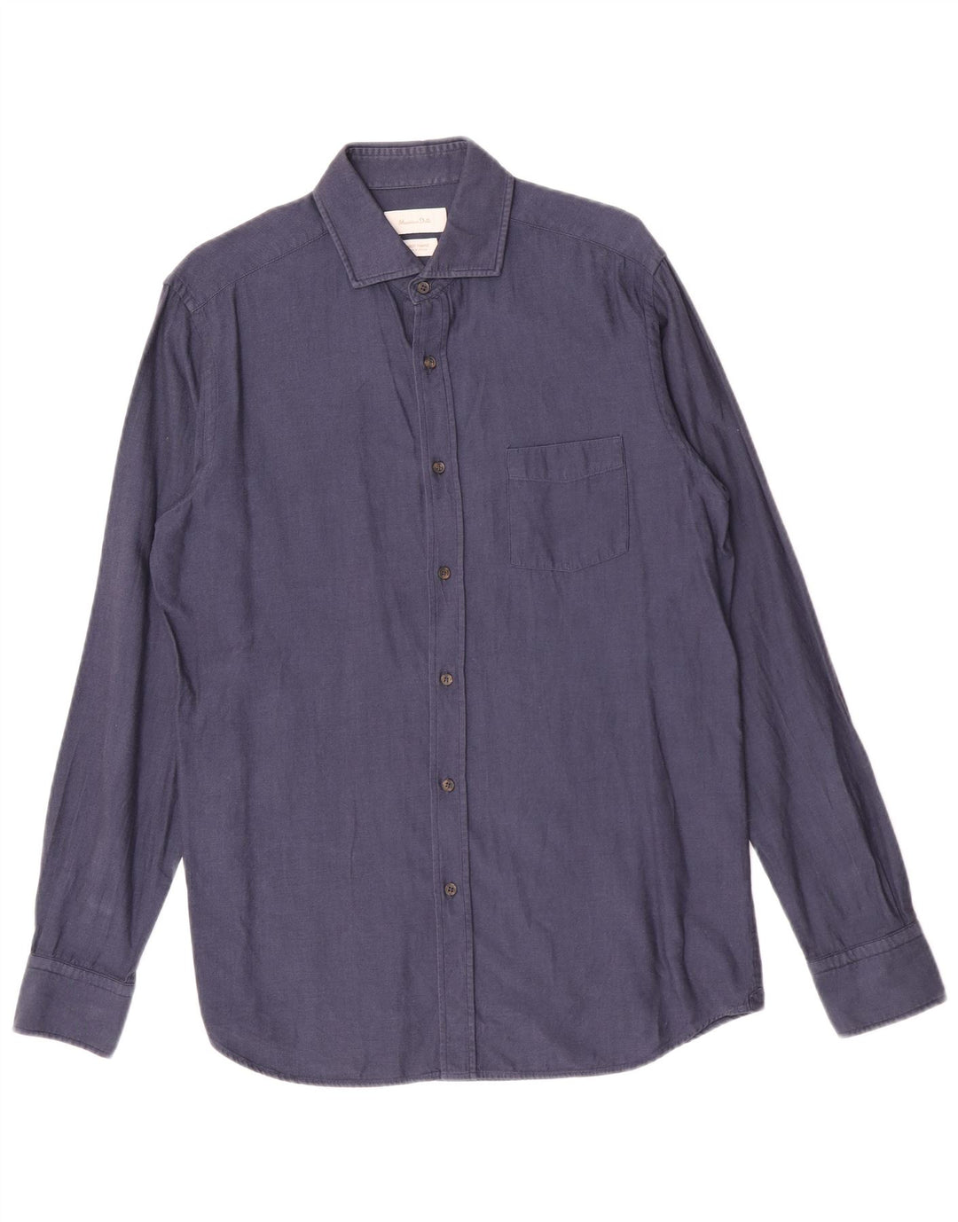 Massimo Dutti Mens Shirt Medium Navy Blue Cotton