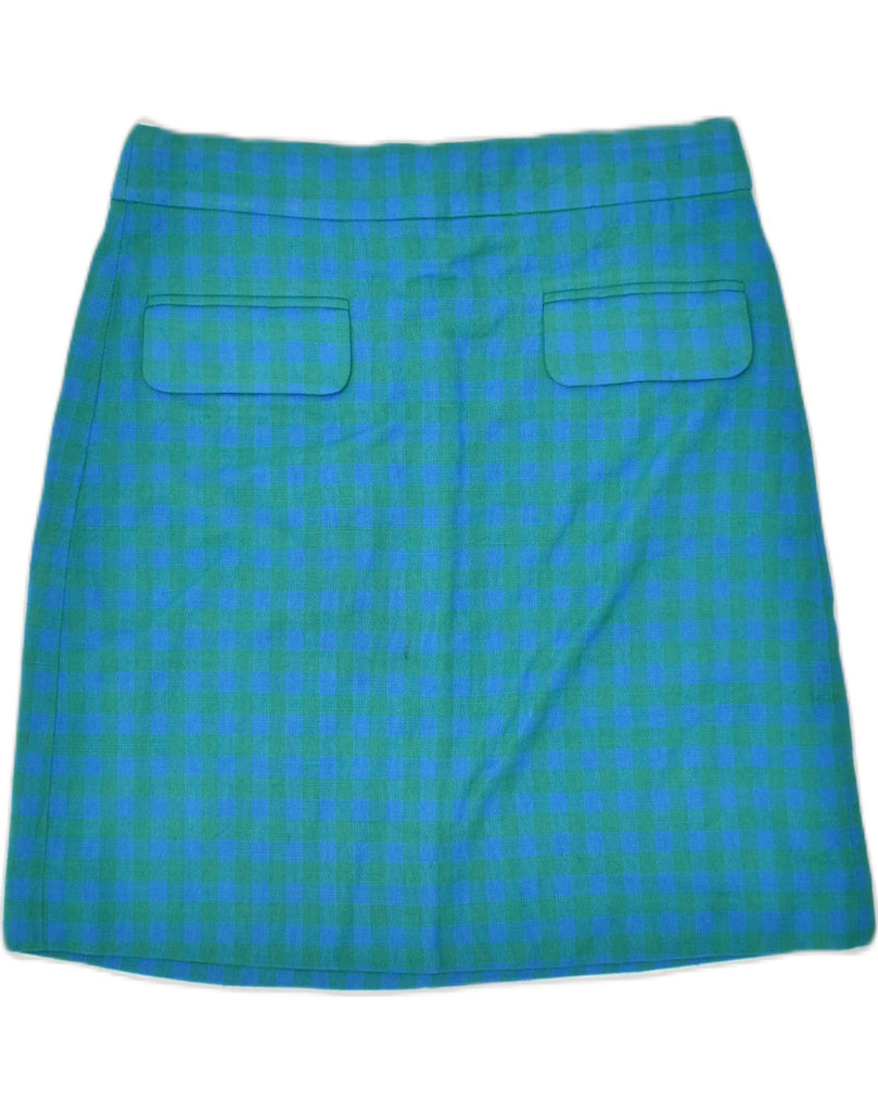 J. CREW Womens Straight Skirt US 4 Small W30 Blue Gingham Viscose | Vintage J. Crew | Thrift | Second-Hand J. Crew | Used Clothing | Messina Hembry 