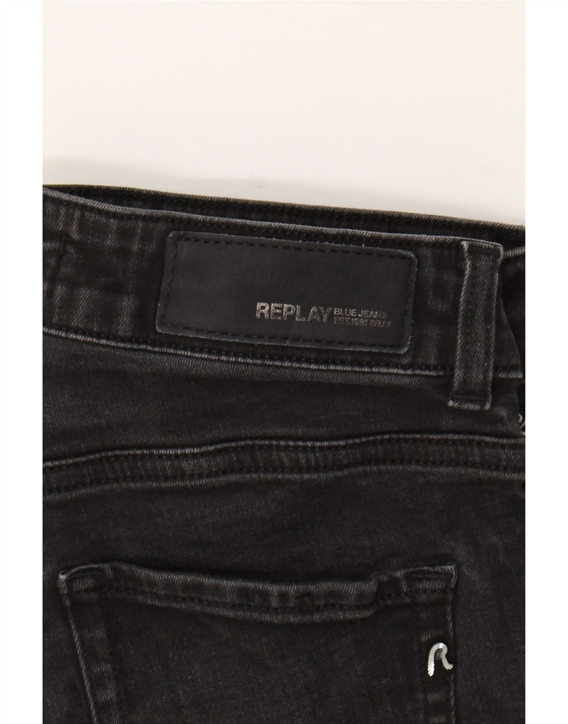 REPLAY Womens Faaby Mid Rise Flare Cropped Jeans W28 L25 Black Vintage Replay and Second-Hand Replay from Messina Hembry 