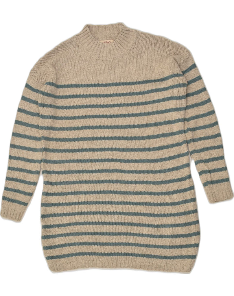 FAT FACE Womens Longline Crew Neck Jumper Sweater UK 8 Small Beige Striped | Vintage Fat Face | Thrift | Second-Hand Fat Face | Used Clothing | Messina Hembry 