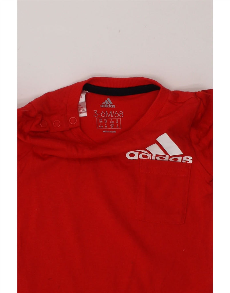 ADIDAS Baby Boys Graphic T-Shirt Top 3-6 Months Red Cotton Vintage Adidas and Second-Hand Adidas from Messina Hembry 