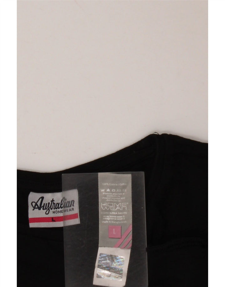 AUSTRALIAN L'ALPINA Womens T-Shirt Top UK 16 Large Black Cotton
