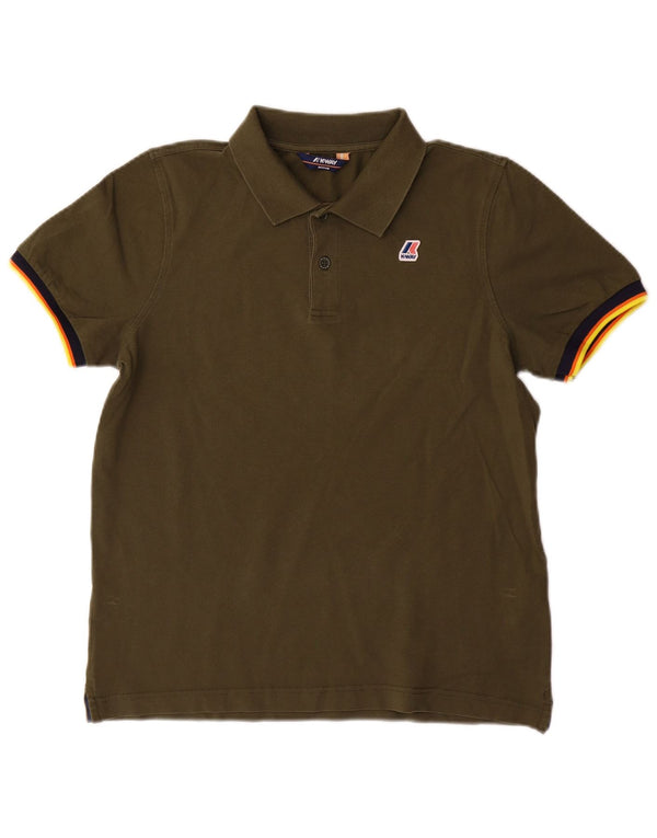 K-Way Mens Polo Shirt Medium Khaki Cotton