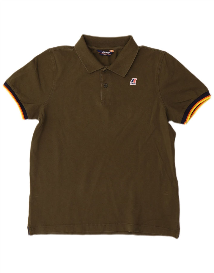 K-Way Mens Polo Shirt Medium Khaki Cotton