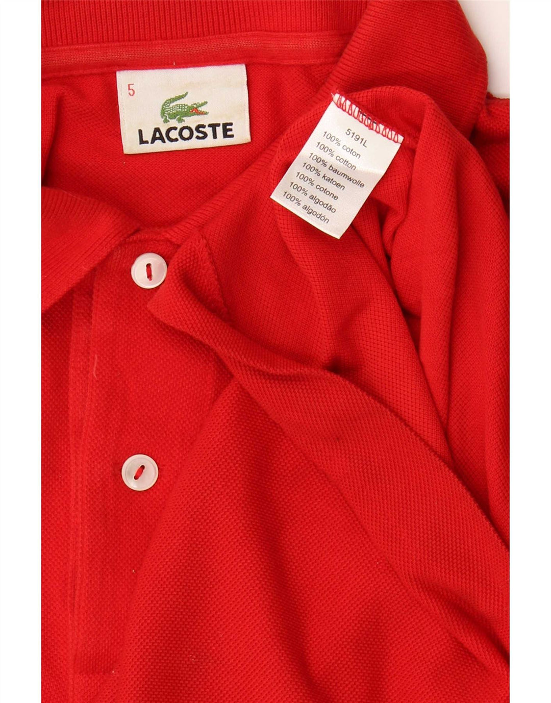 Lacoste Mens Polo Shirt Size 5 Large Red Cotton