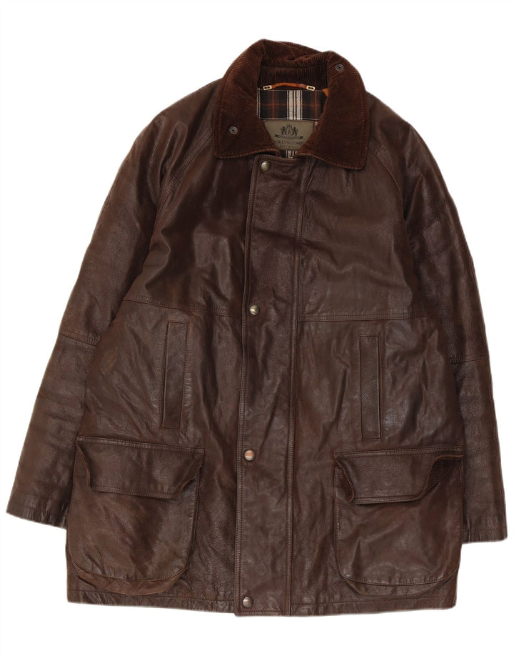 Vintage Mens Leather Jacket IT 50 Large Brown Leather