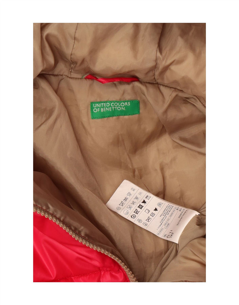 BENETTON Girls Hooded Padded Jacket 11-12 Years 2XL Pink Polyester Vintage Benetton and Second-Hand Benetton from Messina Hembry 