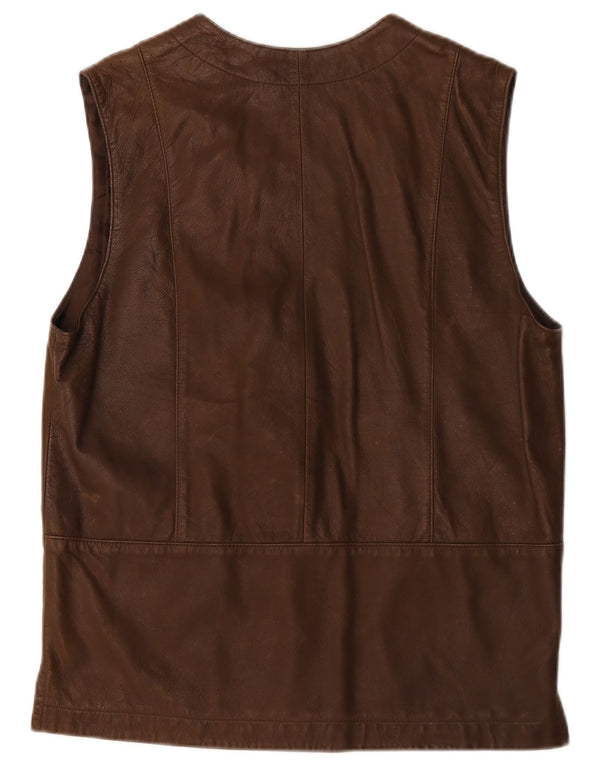 Roxy Womens Leather Gilet EU 38 Medium Brown Leather