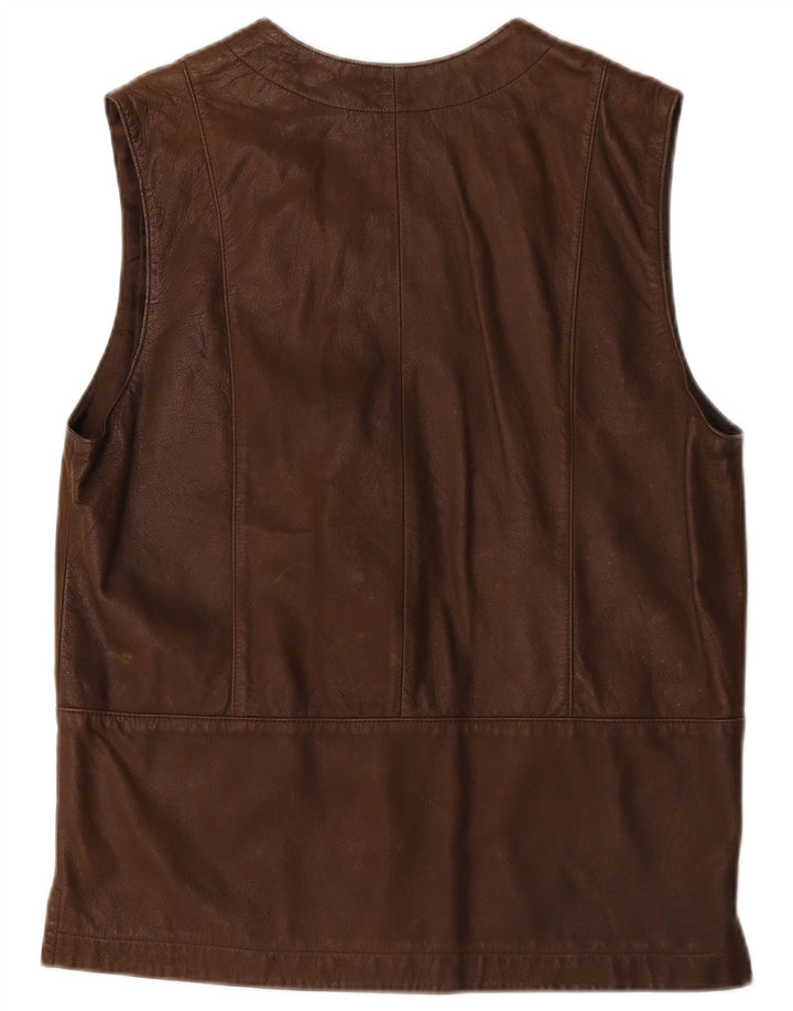 Roxy Womens Leather Gilet EU 38 Medium Brown Leather