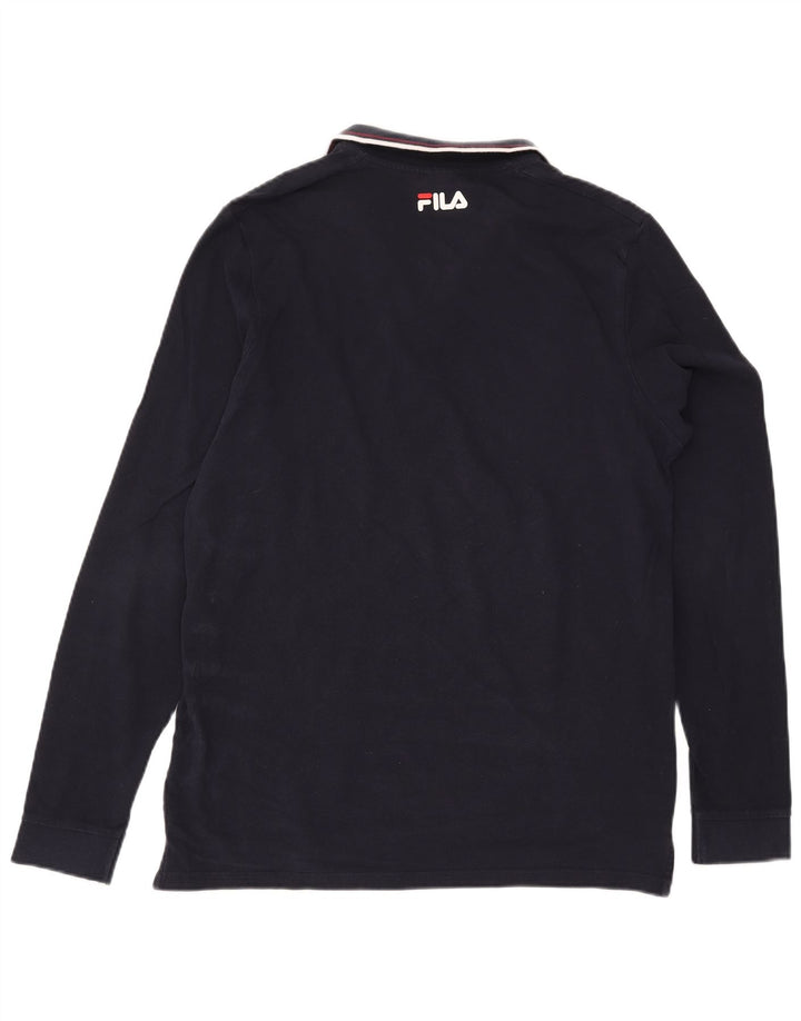Fila Mens Long Sleeve Polo Shirt Large Navy Blue Cotton