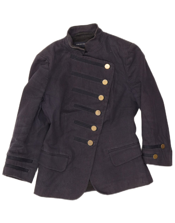 French Connection Womens 6 Button Blazer Jacket UK 8 Small Navy Blue Cotton