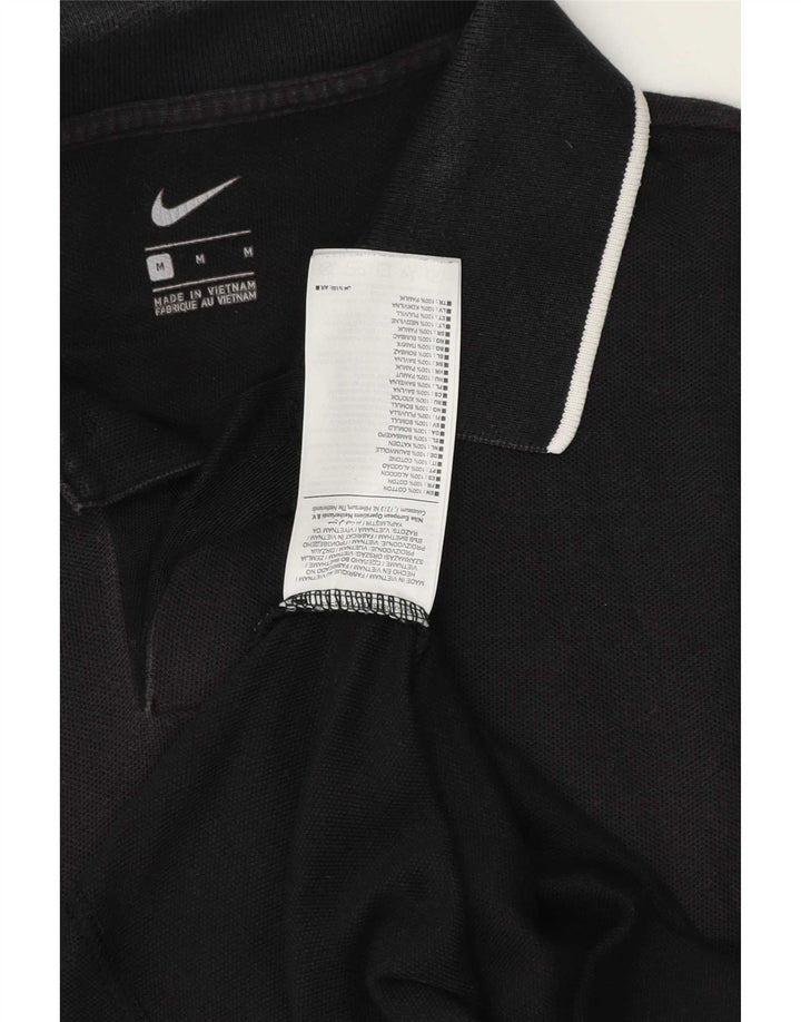 Nike Mens Polo Shirt Medium Black Striped Cotton