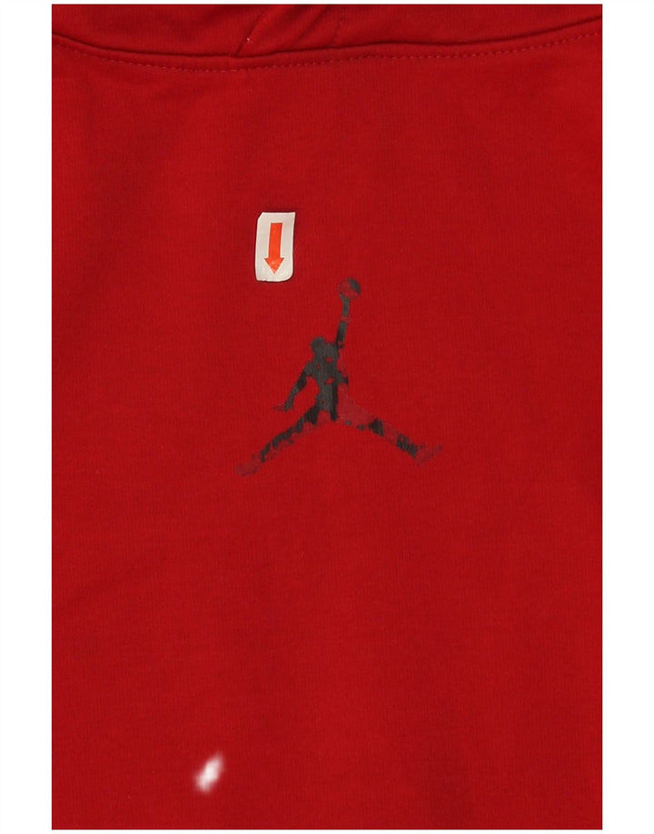 Jordan Boys Hoodie Jumper 12-13 Years Large Red Polyester