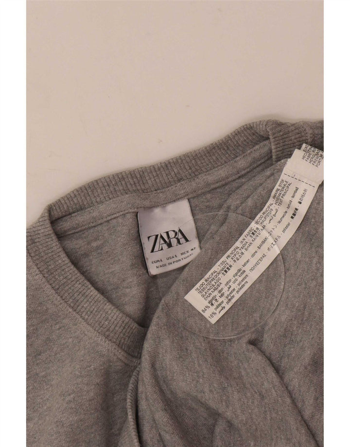 Zara Mens Sweatshirt Jumper Large Grey Flecked Cotton