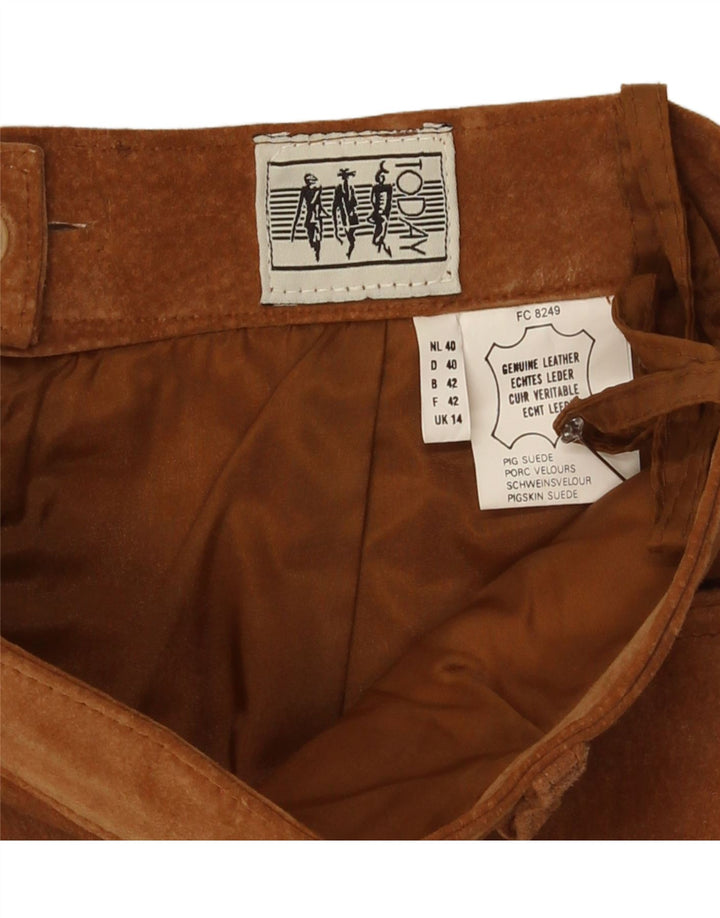 Vintage Womens Suede Skirt UK 14 Medium W29 Brown Leather