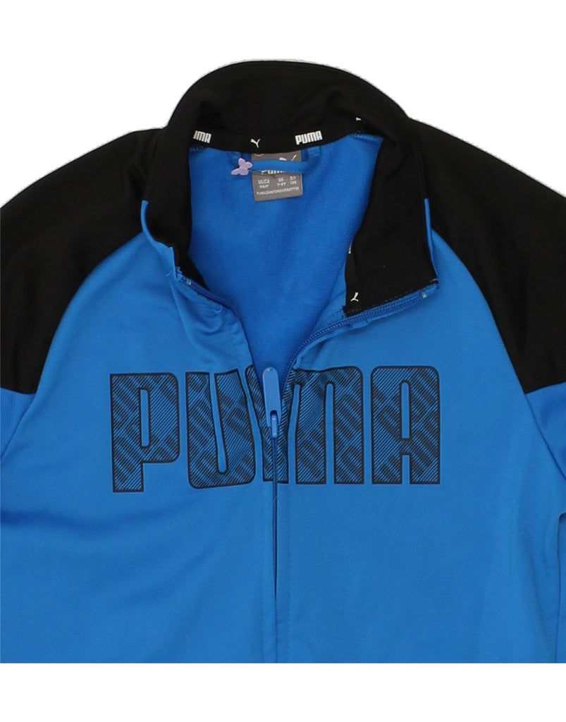 PUMA Boys Graphic Tracksuit Top Jacket 7-8 Years Blue Colourblock | Vintage Puma | Thrift | Second-Hand Puma | Used Clothing | Messina Hembry 