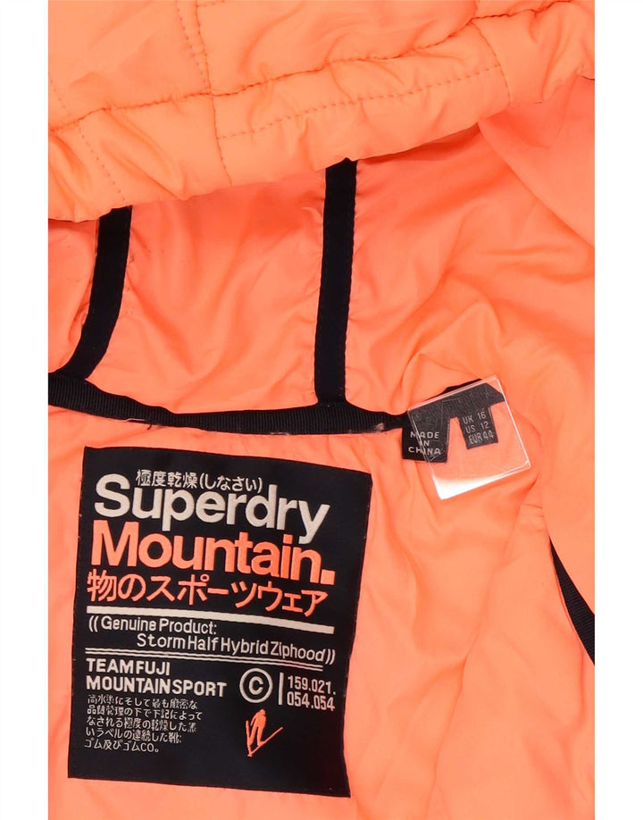 Superdry Womens Zip Hoodie Sweater UK 16 Large Orange Flecked Polyester