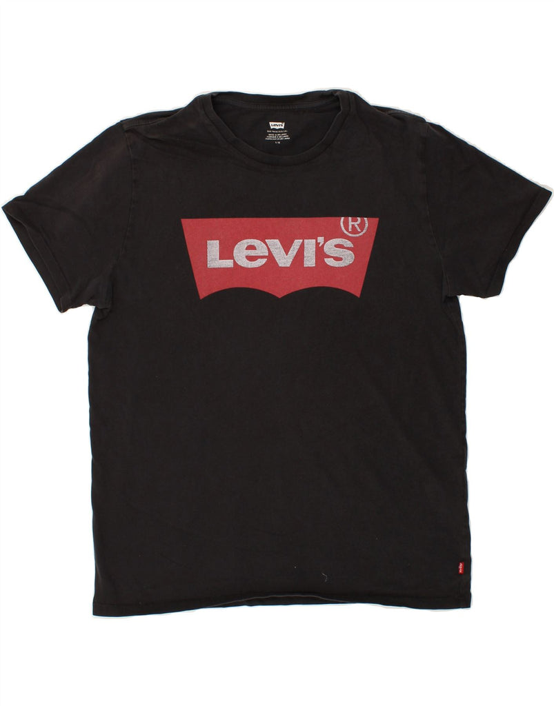 LEVI'S Mens Graphic T-Shirt Top Large Black Cotton Vintage Levi's and Second-Hand Levi's from Messina Hembry 