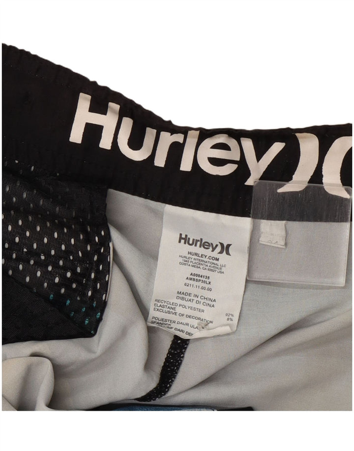 Hurley Mens Graphic Swimming Shorts Large Multicoloured Striped Polyester