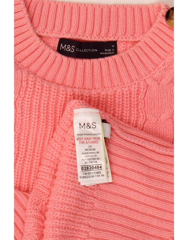 Marks & Spencer Womens Crop Crew Neck Jumper Sweater UK 14 Medium Pink