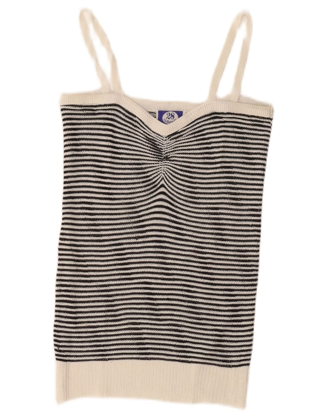 Vintage Womens Crop Knit Cami Top UK 8 Small White Striped