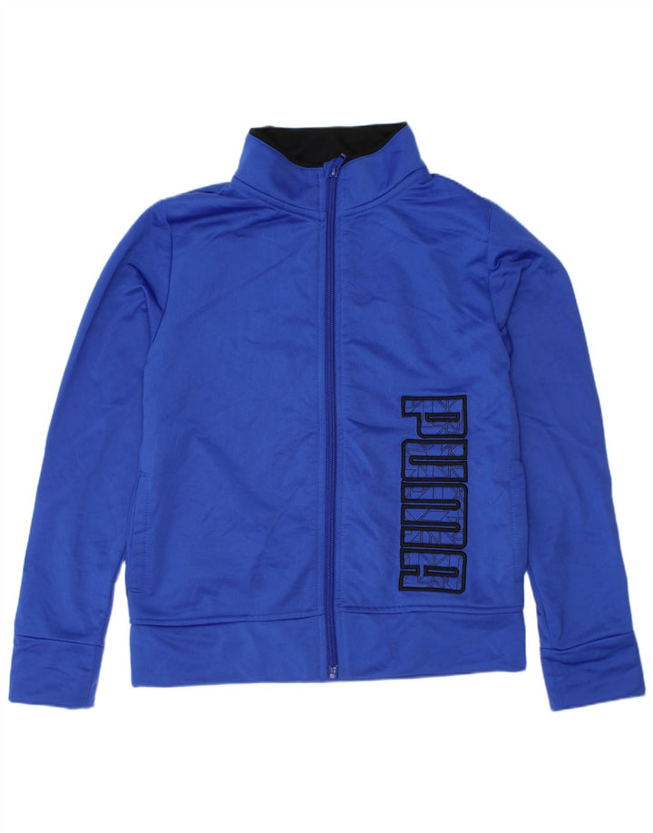 Puma Boys Graphic Tracksuit Top Jacket 6-7 Years Blue Polyester