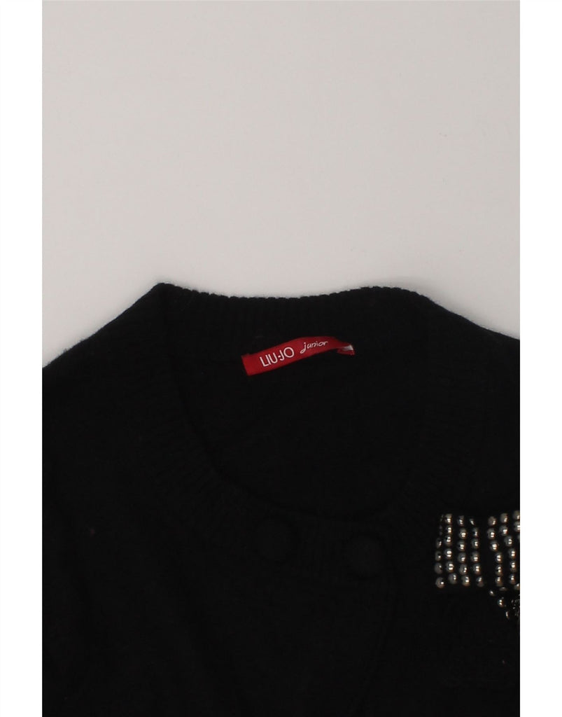 LIU JO JUNIOR Girls Crop Crew Neck Jumper Sweater 13-14 Years Black Wool | Vintage Liu Jo junior | Thrift | Second-Hand Liu Jo junior | Used Clothing | Messina Hembry 