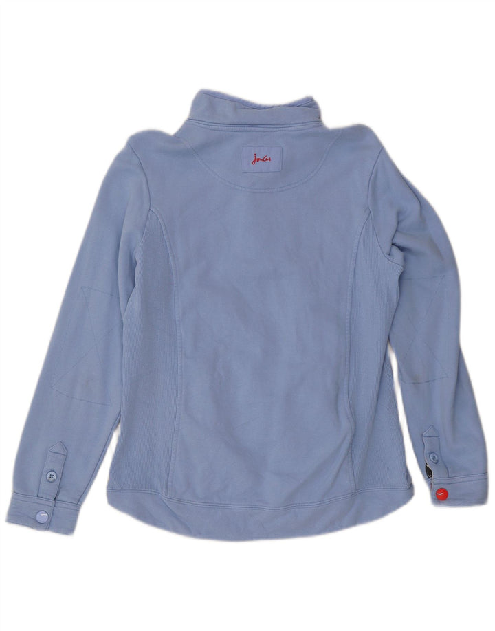 Joules Womens Button Neck Sweatshirt Jumper UK 12 Medium Blue Cotton